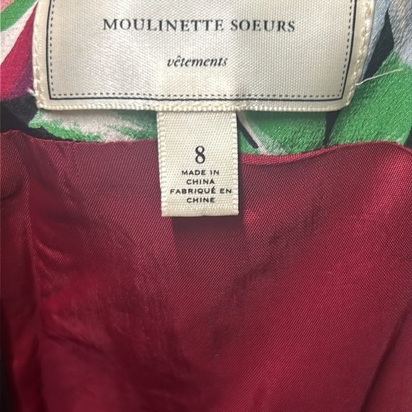 Anthropologie Moulinette Soeurs Floral Tiered Silk Green Purple Mini Dress SZ 8 - Picture 2 of 10